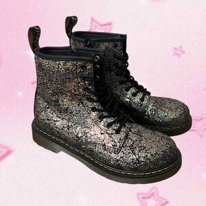 Dr. Martens 1460T Black Pascal Iridescent Crackle Boots